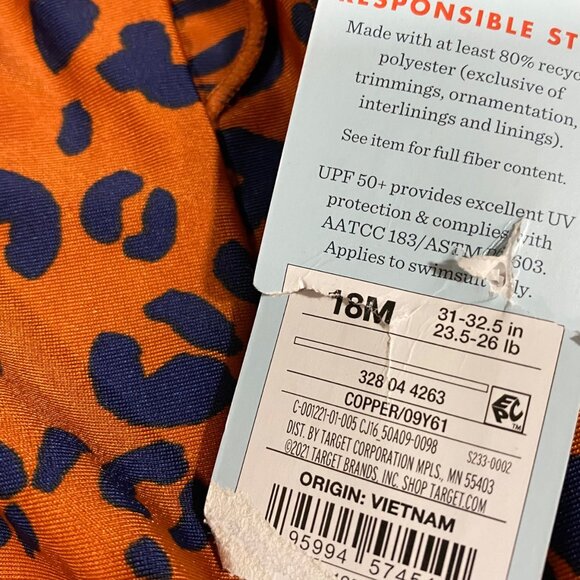 🍁FALL SALE Cat and Jack Cheetah Print Recycled Polyester Bathing Suit Toddler - Picture 4 of 5